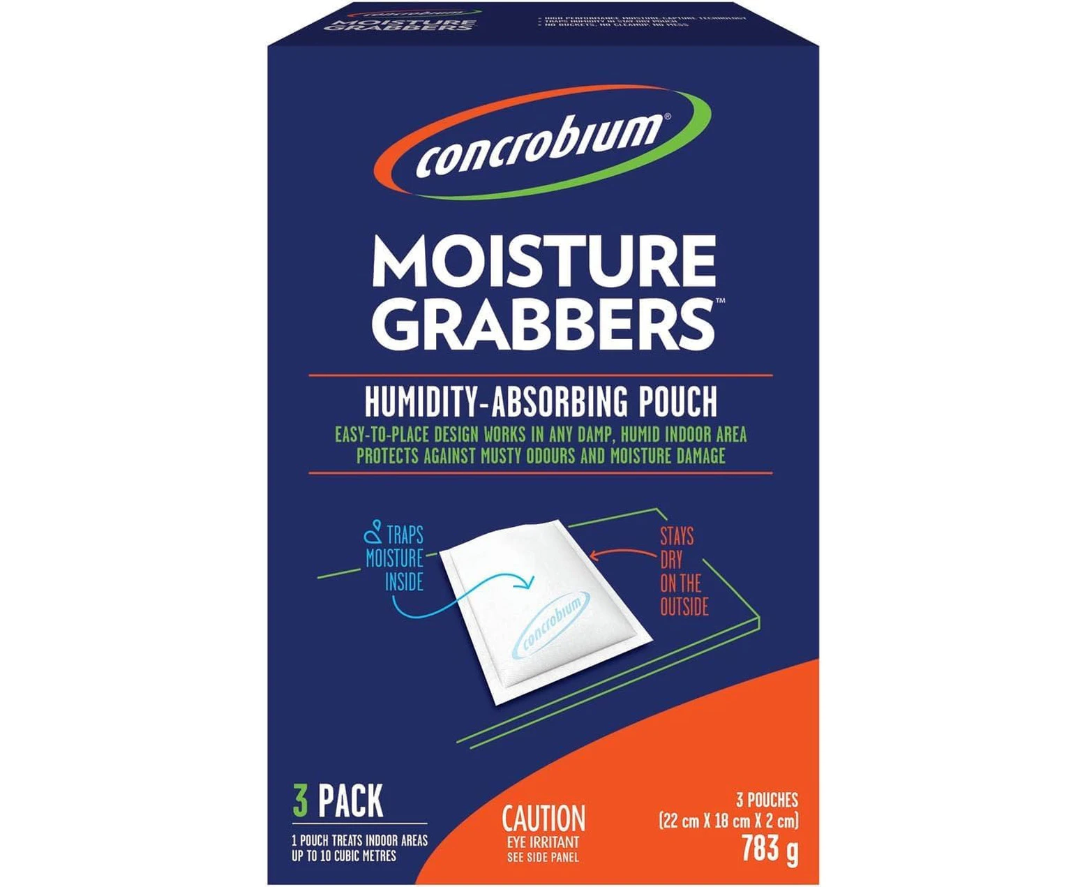 Concrobium 1kg Moisture Grabbers XL Humidity Absorbing Pouch - Large Indoor Area Moisture Absorber & Trap, Ideal for Basements, Attics, Garages, Boats & RV