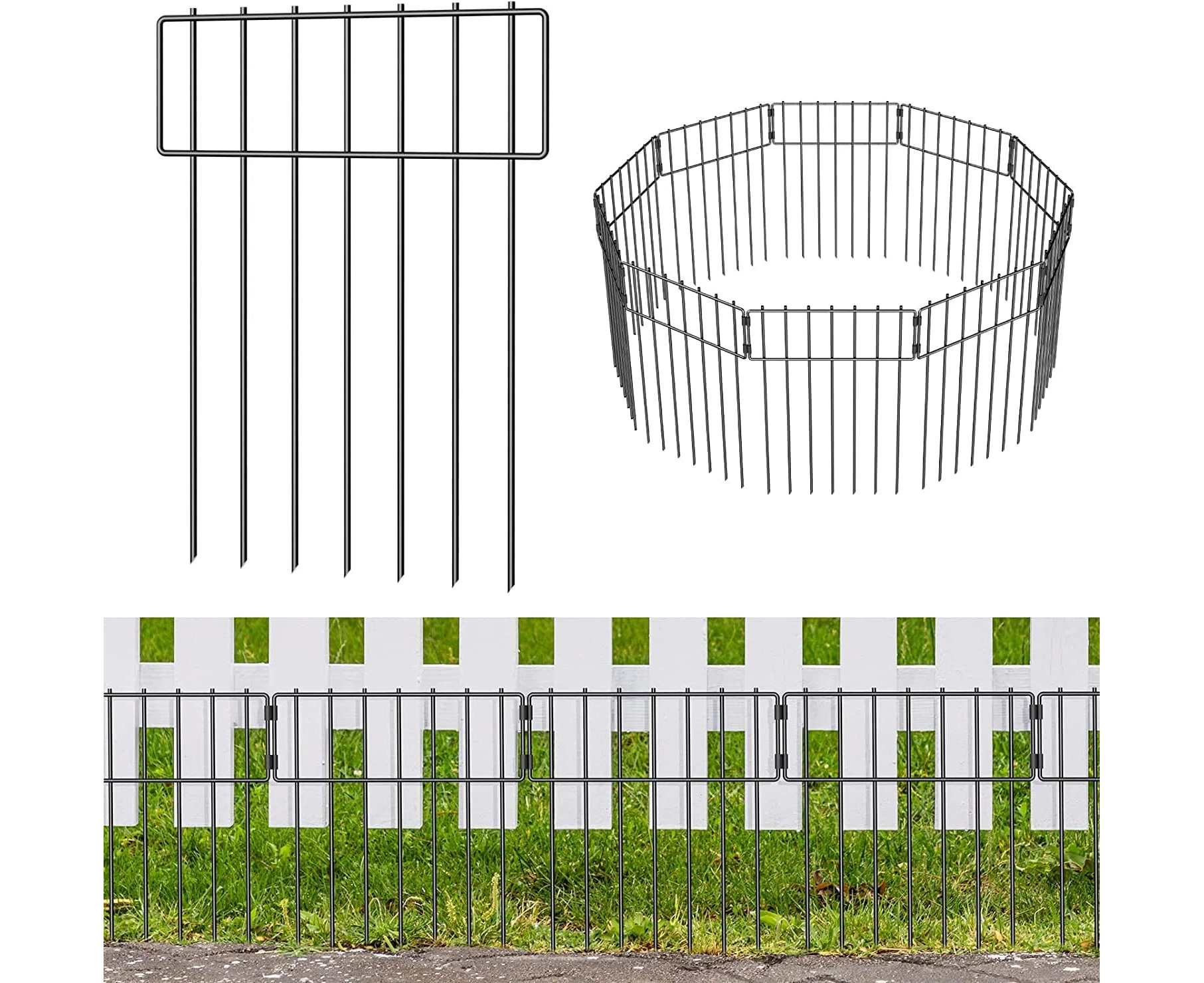 20 Pack Animal Barrier Fence, Total 16.7 Inch(H) X 20 Ft(L) Decorative Garden Fencing, Rustproof Metal Garden Border Fence, 1.57'' Interval Animal Ground S