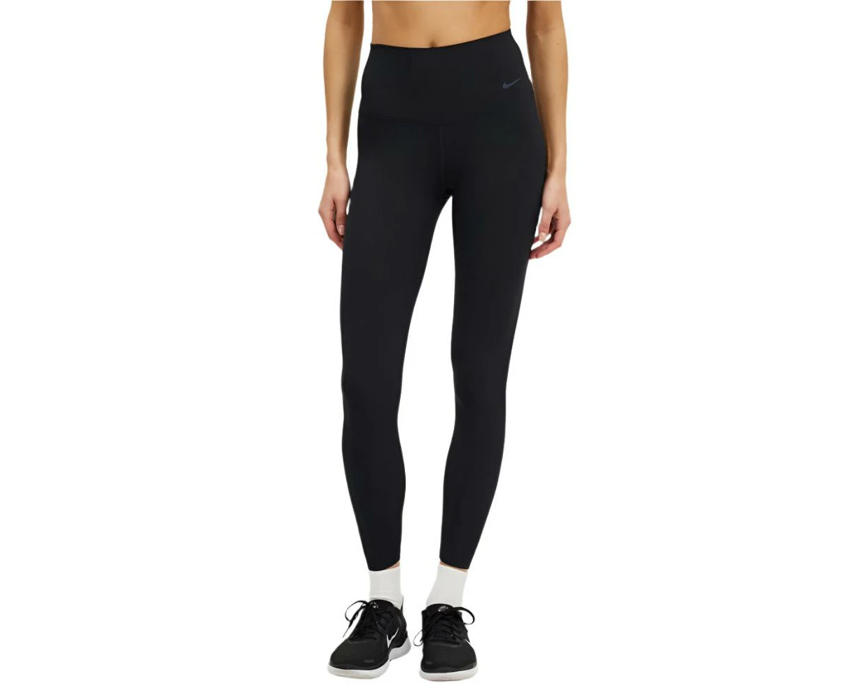 Nike Women's Zenvy Rib Gentle-Support High-Waisted 7/8 Leggings - Black/Black