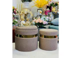 Boucle storage set ottomans footstool in moca- 2pieces