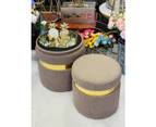 Boucle storage set ottomans footstool in moca- 2pieces