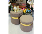 Boucle storage set ottomans footstool in moca- 2pieces