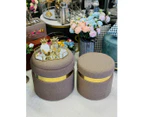 Boucle storage set ottomans footstool in moca- 2pieces