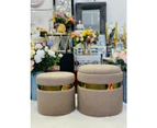 Boucle storage set ottomans footstool in moca- 2pieces