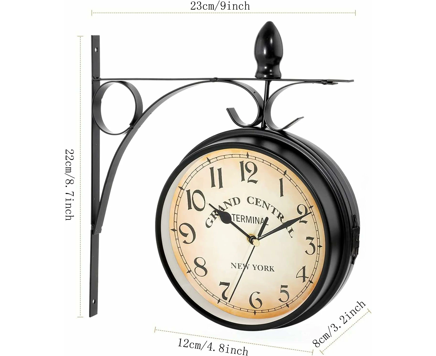 Retro Double-Sided Garden Wall Clock,Vintage Industrial Two Sides Wall Hanging Clock