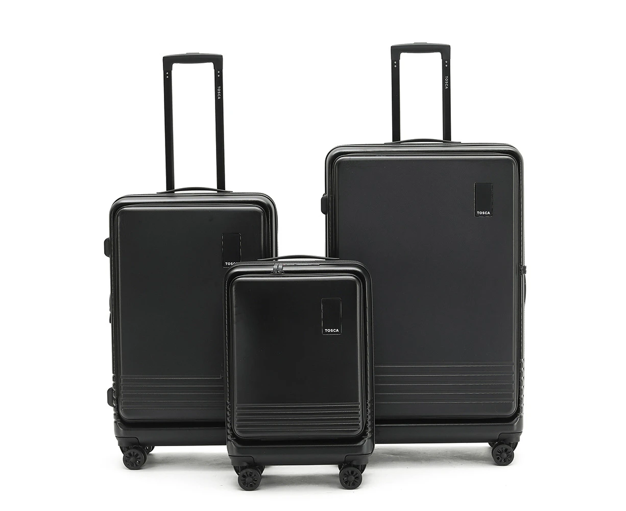 Tosca Horizon 4-Wheel Expandable Luggage Set of 3 - Black (Small, Medium and Large)