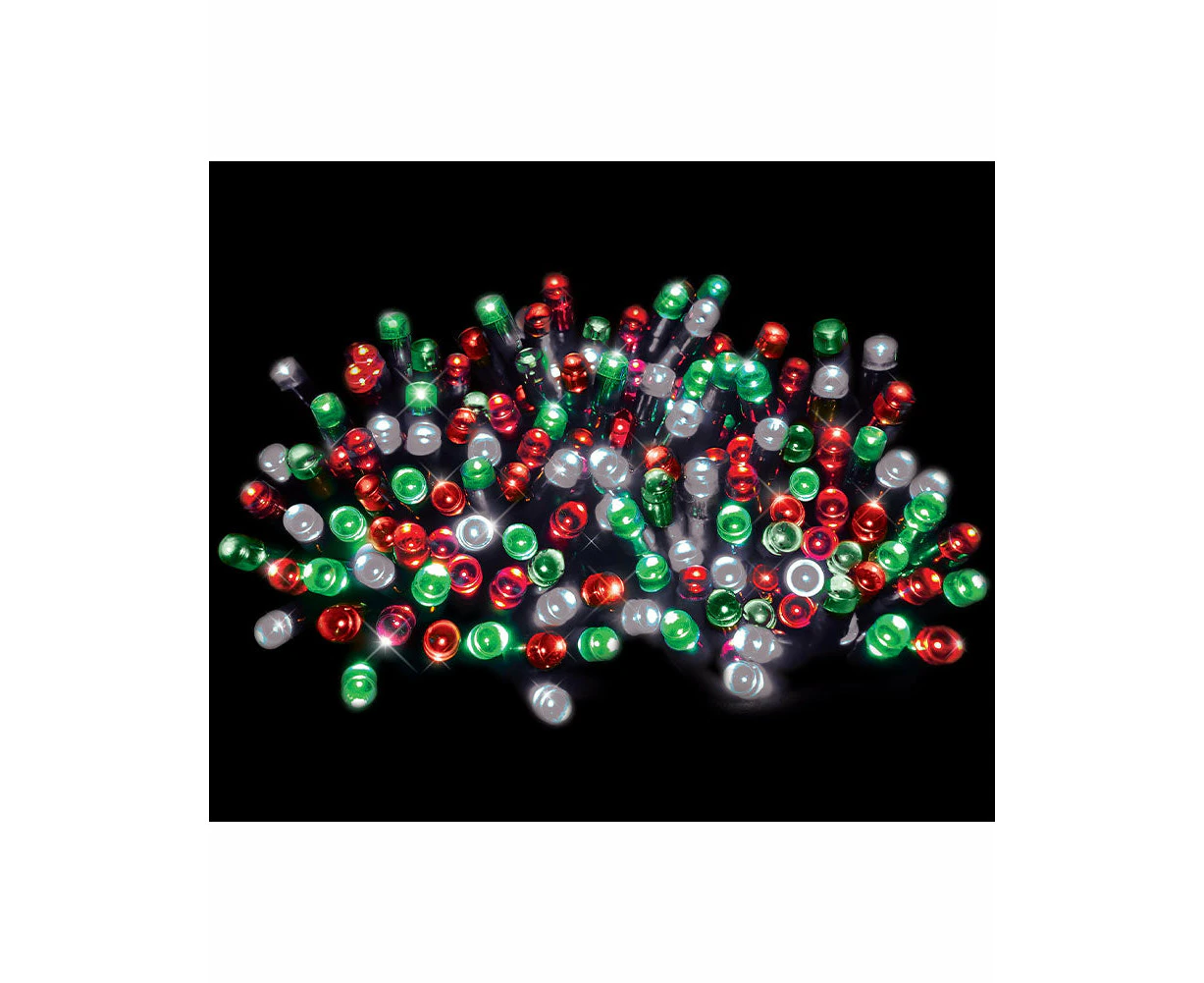 Solar 500 Piece Christmas LED Festive Red White Green 15.9m