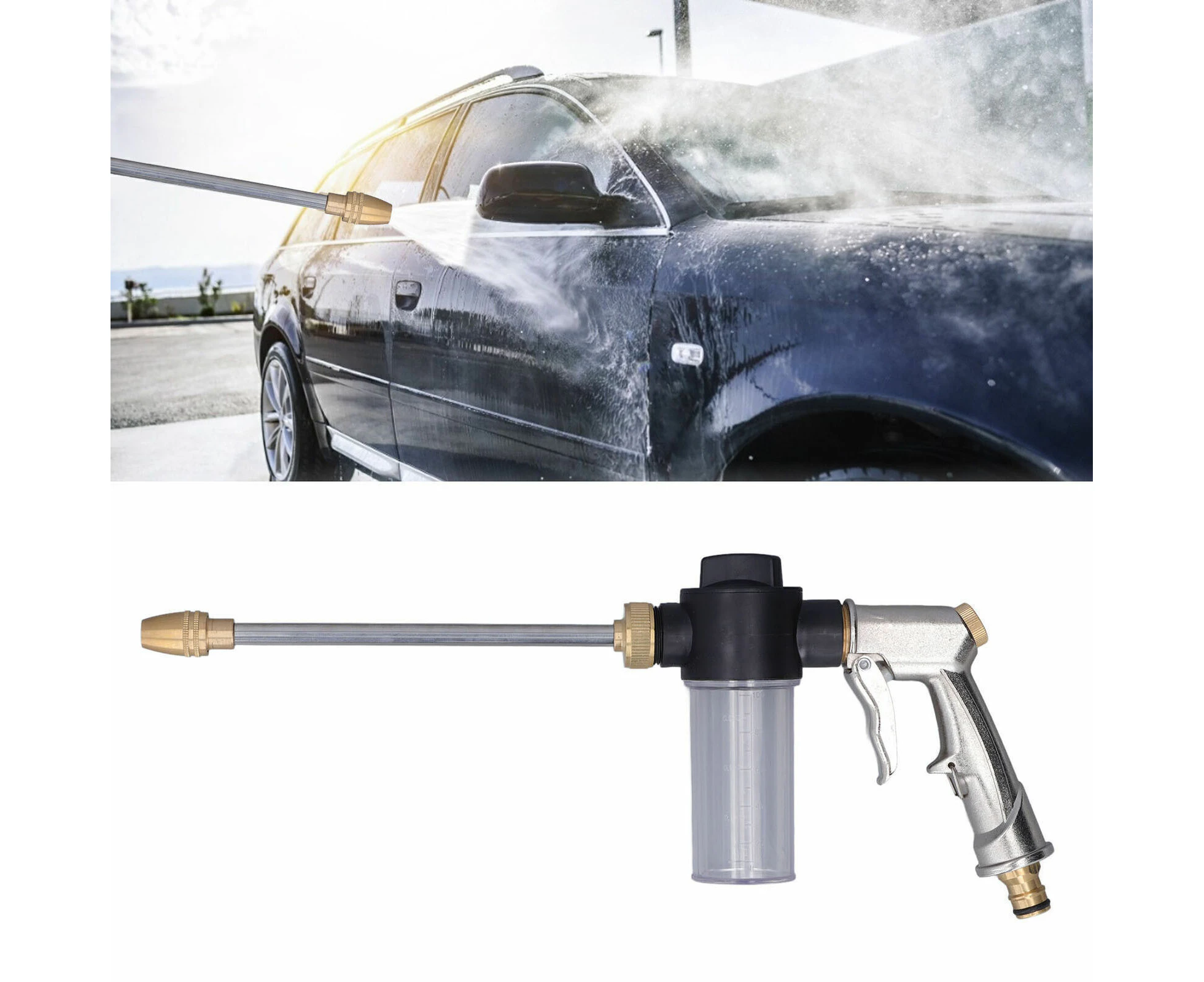 High Pressure Water Gun Garden Hose Wand Nozzle Sprayer Foam Washer Spray