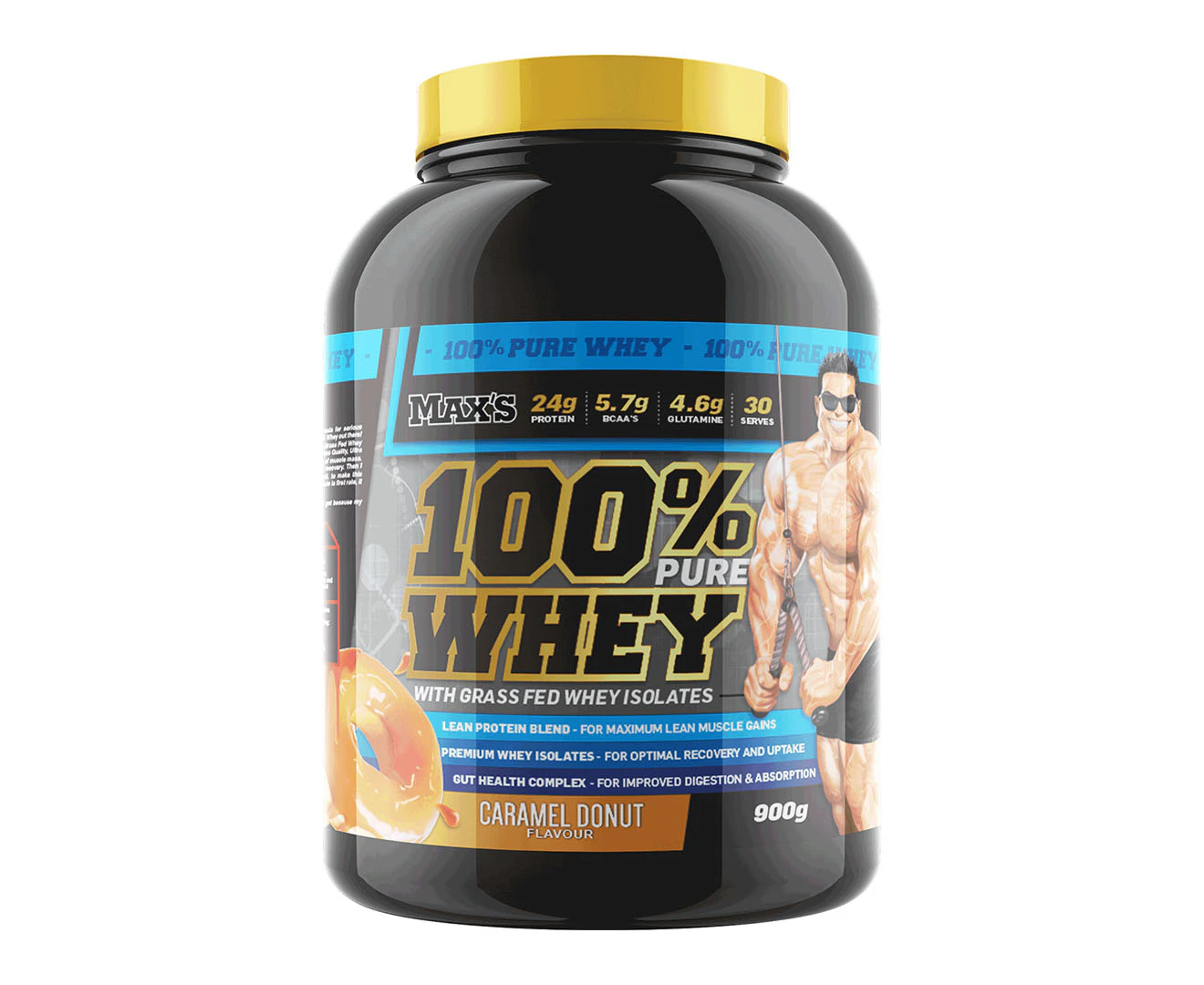 Max's 100% Whey Protein Powder Caramel Donut 900g / 30 Serves