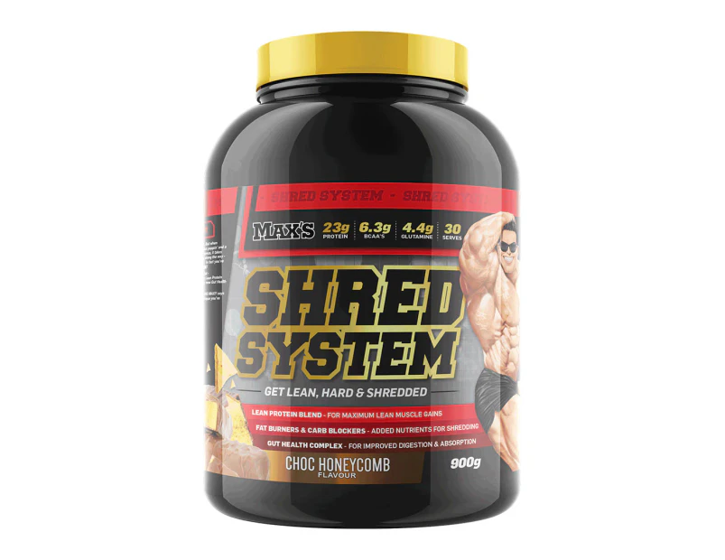 Max's Shred System Protein Powder Choc Honeycomb 900g / 30 Serves