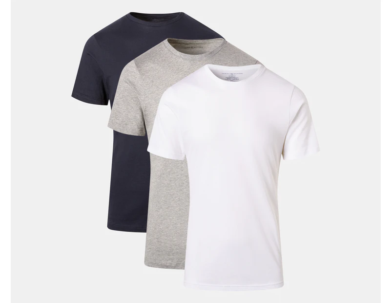 Tommy Hilfiger Men's Cotton Classics Slim Fit Crewneck Tee / T-Shirt / Tshirt 3-Pack - Storm/White/Navy