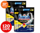 2 x 60pk Finish Powerball Ultimate All in 1 Dishwashing Caps Lemon