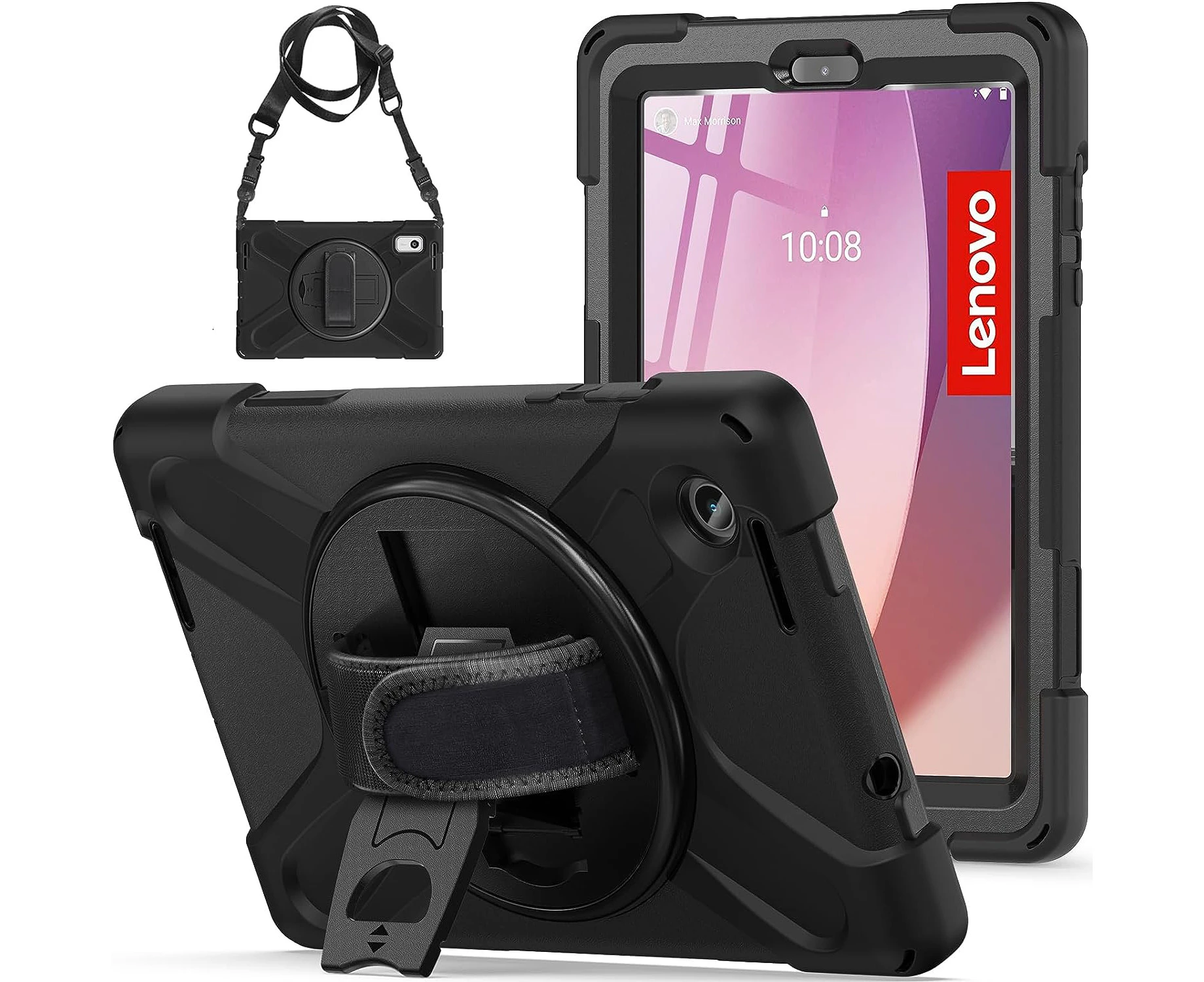 Herize Case Cover for Lenovo Tab M8 (4th Gen, 2023 Release) with Screen Protector&Kickstand, Full-Body Heavy Duty Rugged Shockproof Protective Cover with H