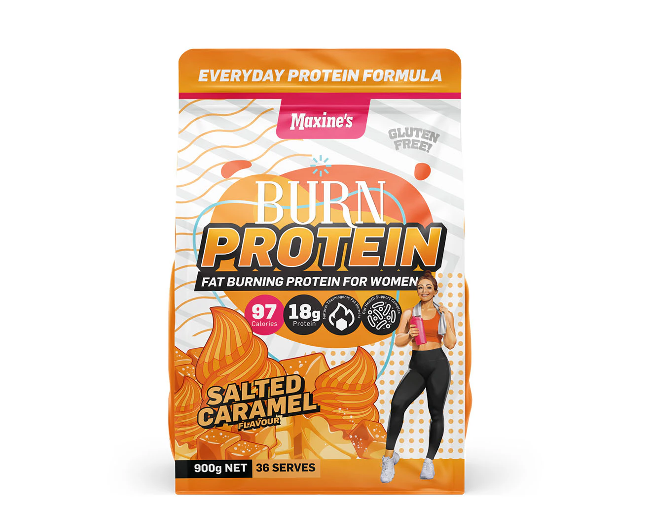 Maxine's Burn Protein Powder Salted Caramel 900g / 36 Serves