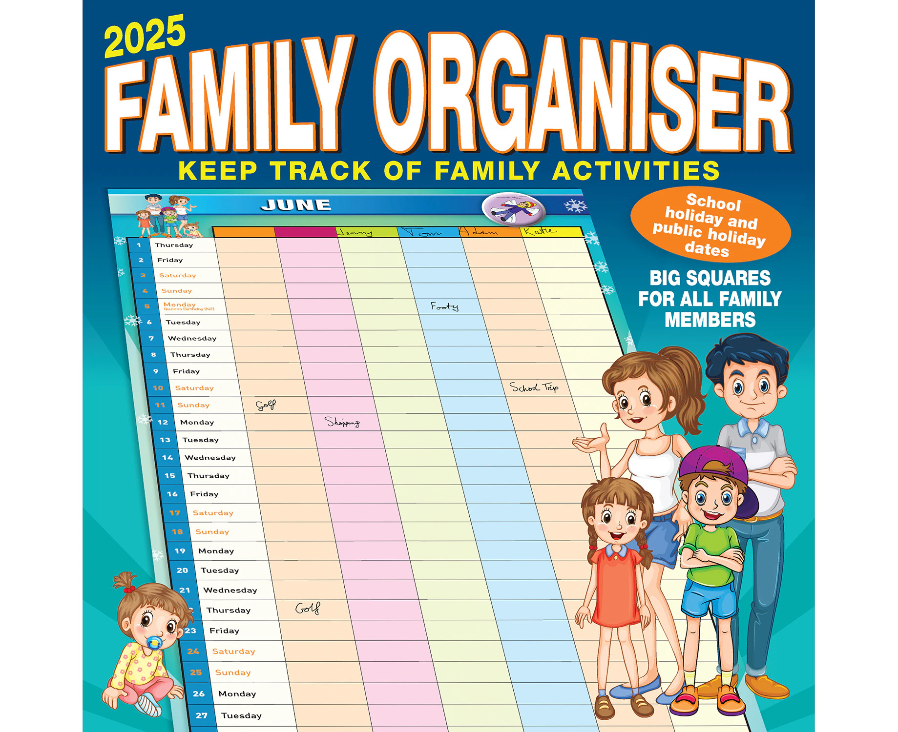 2025 Calendar Ruby Family Organiser Square Wall Bartel RB509