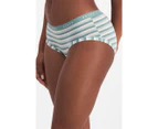 Bonds Women's Cottontails Full Briefs 3-Pack - Aloha Stripe/Green Glacier/Sesame