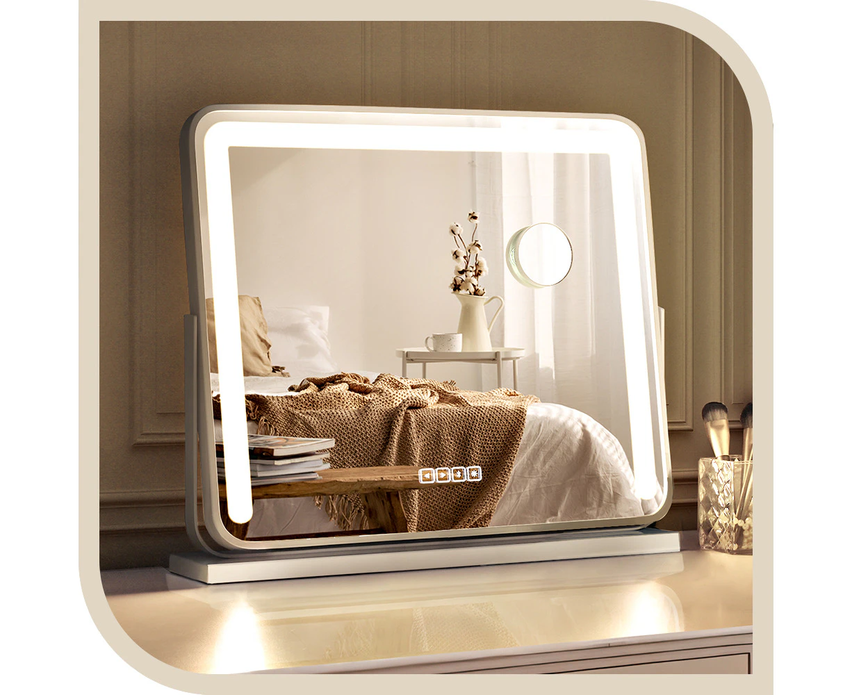 Simplus Bluetooth Vanity Makeup Mirror With LED Lights Stand Tabletop Mirrors 3 Color 60x52CM