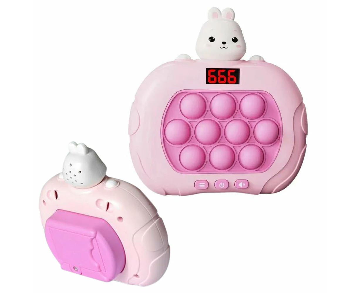 Fast Push Game Pop Puzzle Game Sensory Toys with Digital Display for Kids Pink Rabbit