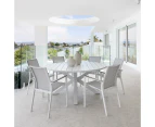 Houston Outdoor 1.5m Round Aluminium Table with 6 Patonga Dining Chairs - Outdoor Aluminium Dining Settings - Charcoal