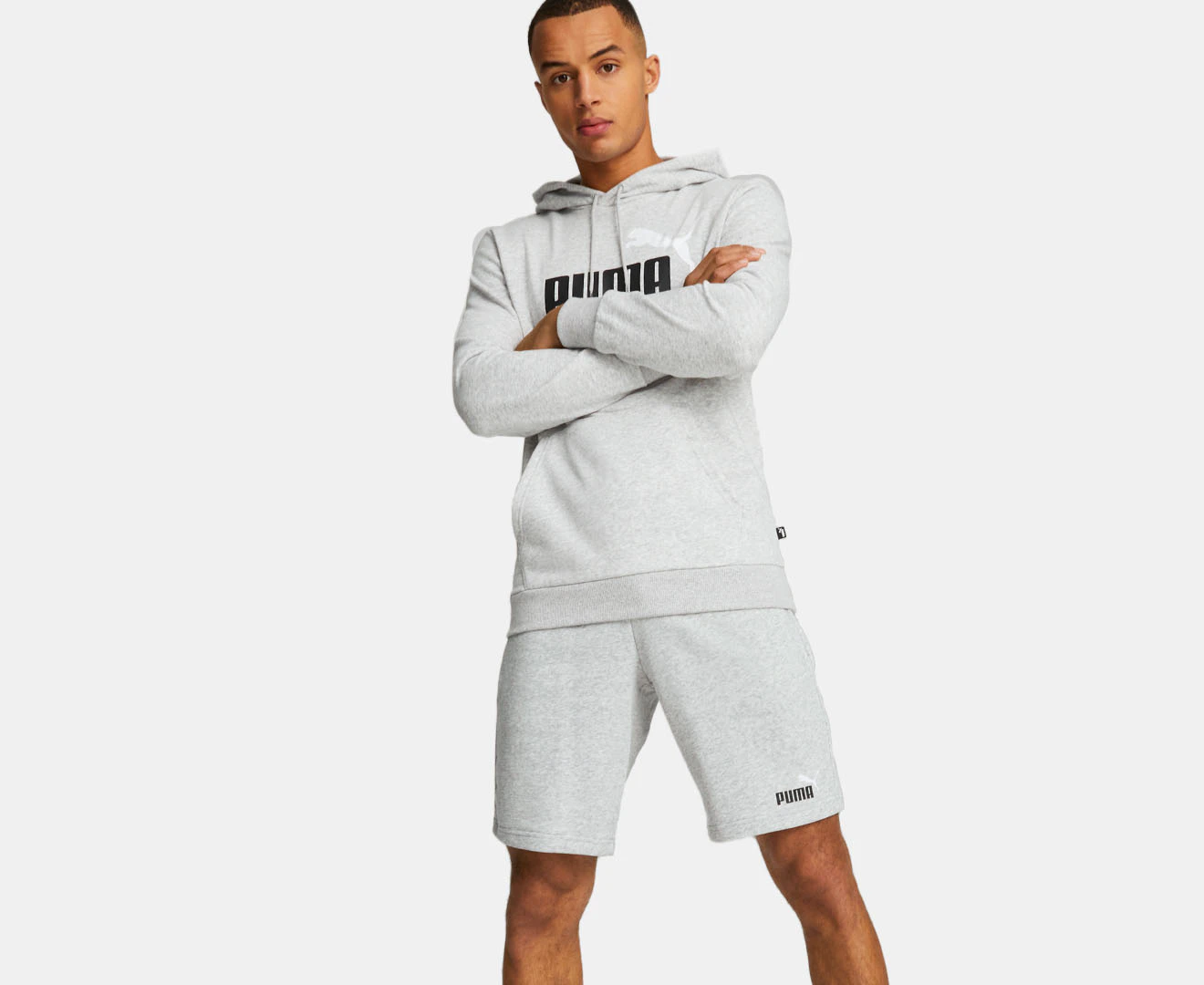 Puma Men's Essentials+ 2-Tone Shorts - Light Grey Heather