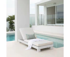 Santorini Aluminium Sun Lounge Set with Sunbrella Cushion - Outdoor Sun Lounges - Teak Look