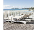 Santorini Aluminium Sun Lounge Set with Sunbrella Cushion - Outdoor Sun Lounges - Teak Look