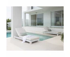 Santorini Aluminium Sun Lounge Set with Sunbrella Cushion - Outdoor Sun Lounges - Teak Look