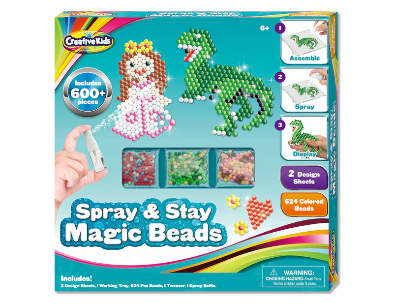 Creative Kids Dinosaur & Princess Spray & Stay Magic Beads Activity Set