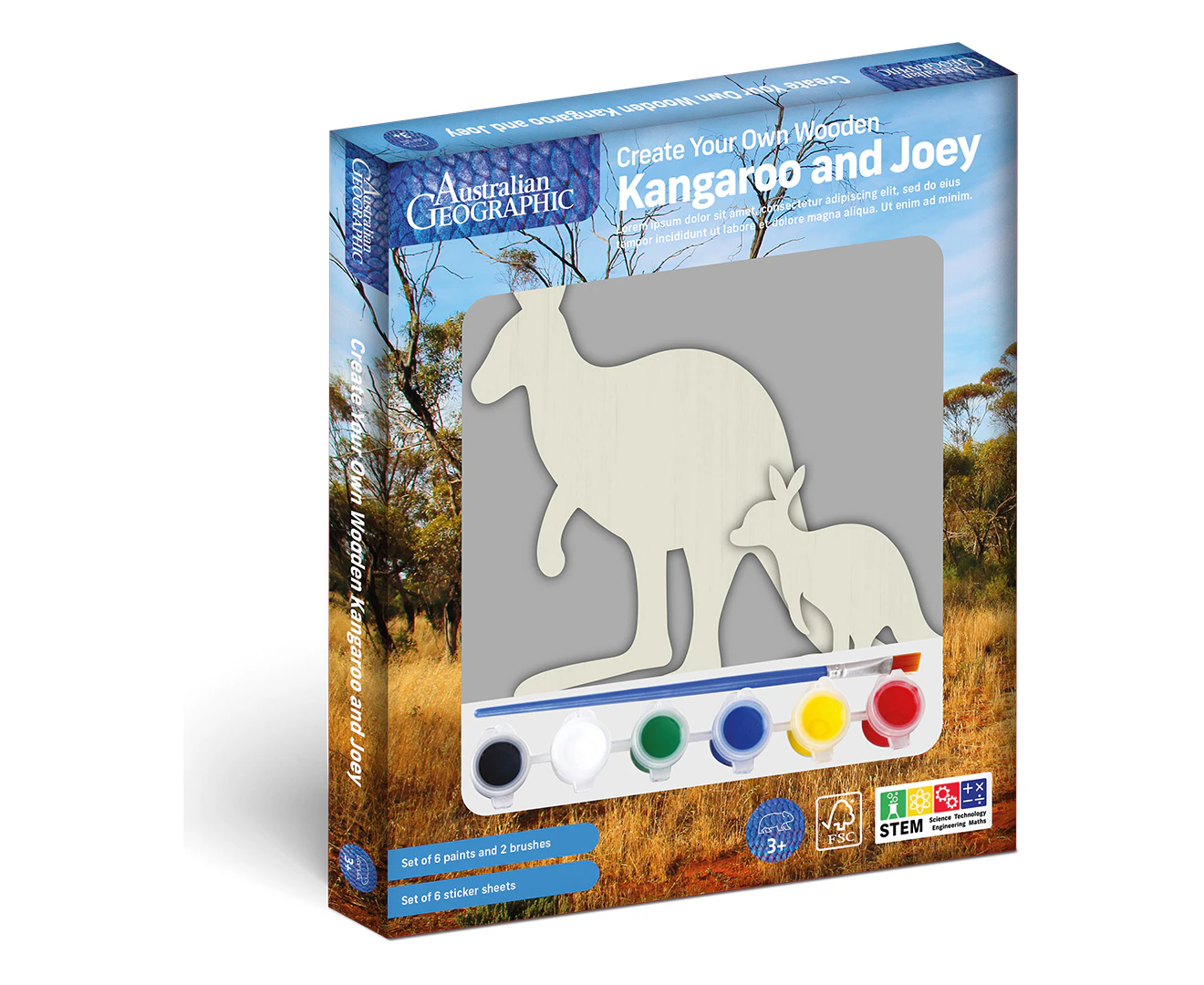 Australian Geographic Create Your Own Wooden Kangaroo & Joey Activity Set