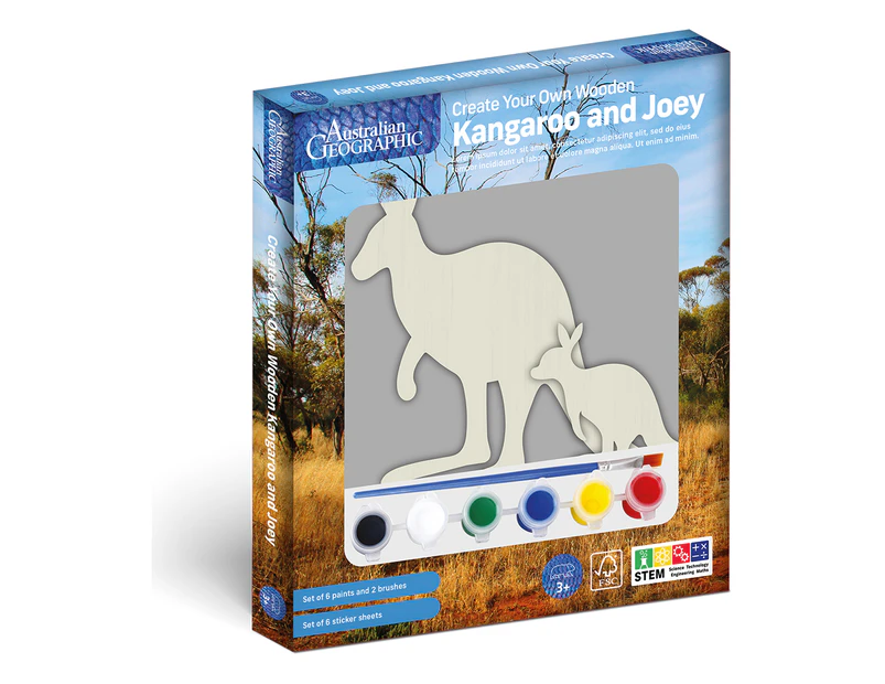 Australian Geographic Create Your Own Wooden Kangaroo & Joey Activity Set