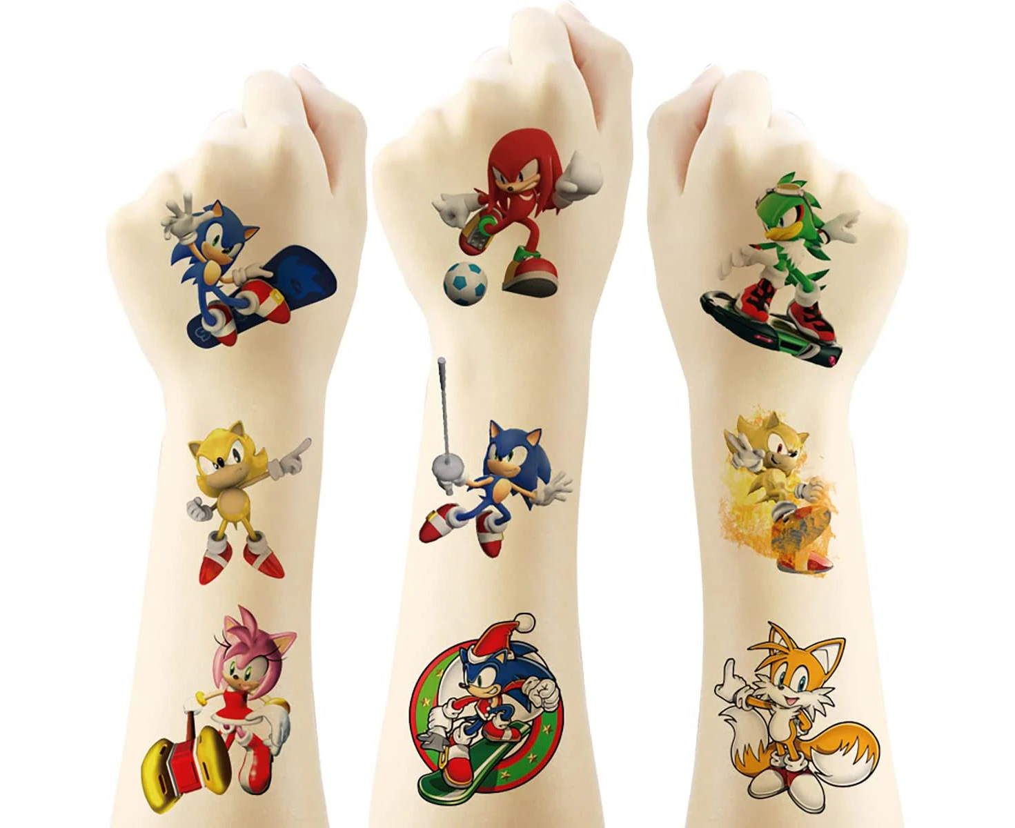 20pcs Sonic Temporary Tattoo Stickers for Birthday Party Supplies Favors Kids Boys Girls School Rewards Gifts(5 x 5cm)