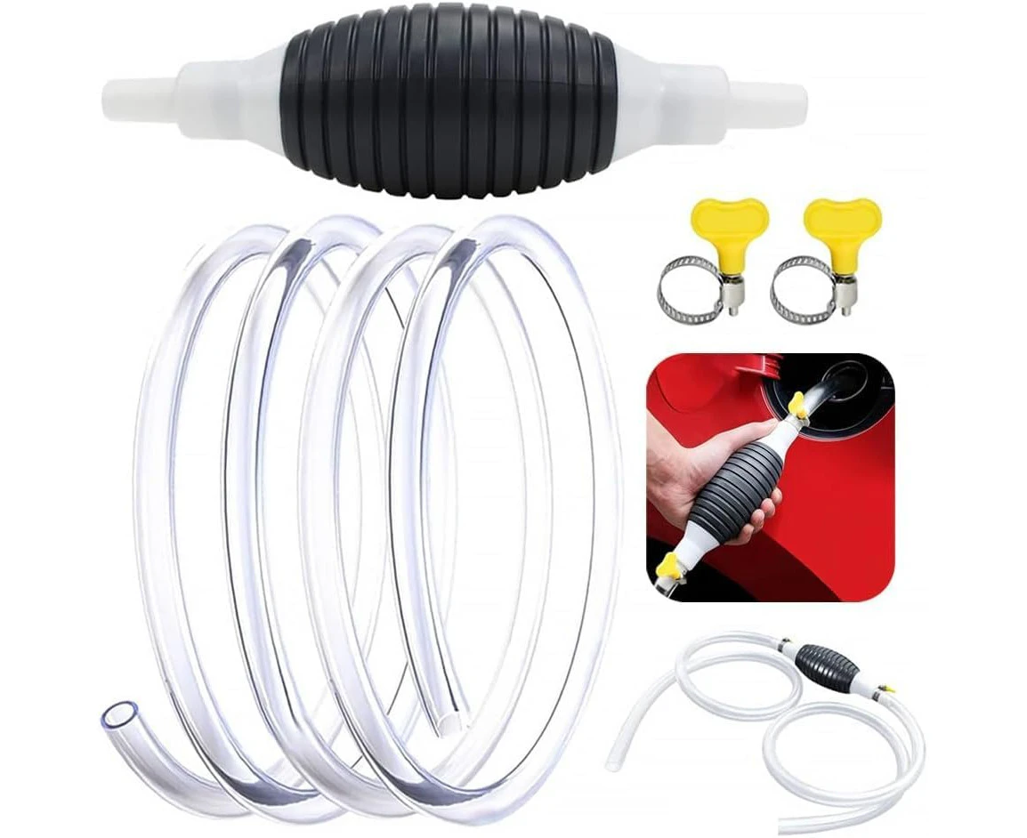 Multifunction Liquid Sucker Pump Siphon Pump for Gasoline Gas Oil Fuel Petrol Diesel Fluid Water Fish Tank, Manual Hand Pump Transfer Pump with Syphon Hose