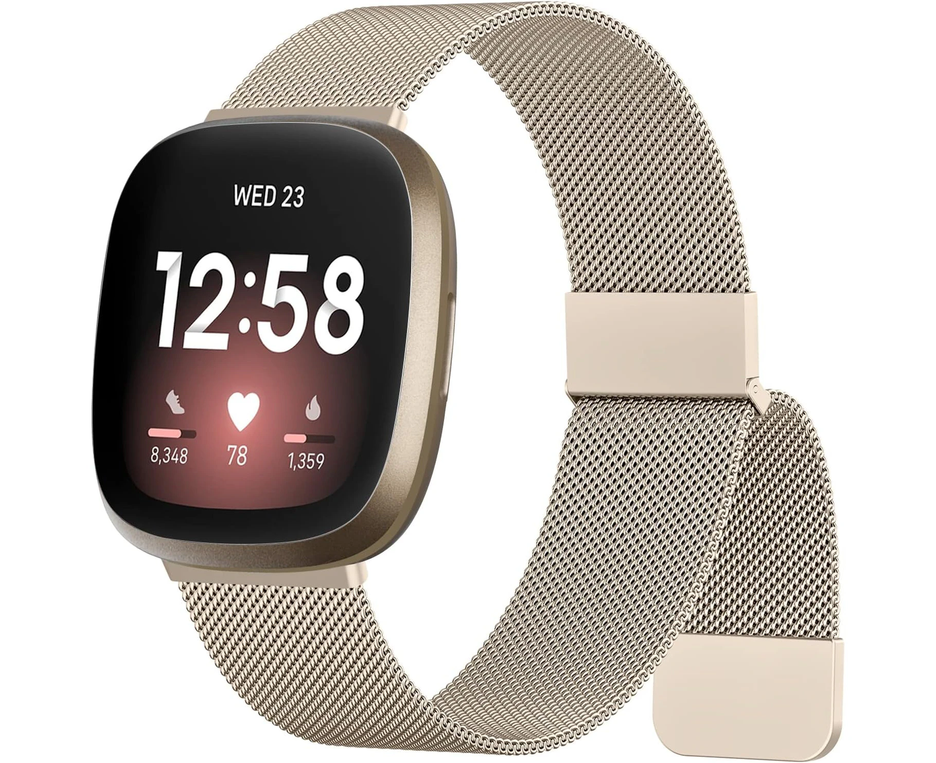 Metal Stainless Steel Bands for Fitbit Versa 4 Bands&Fitbit Versa 3 Bands, Fitbit Sense 2 Bands&Fitbit Sense Bands Women/Men, Loop Magnetic Milanese Mesh S