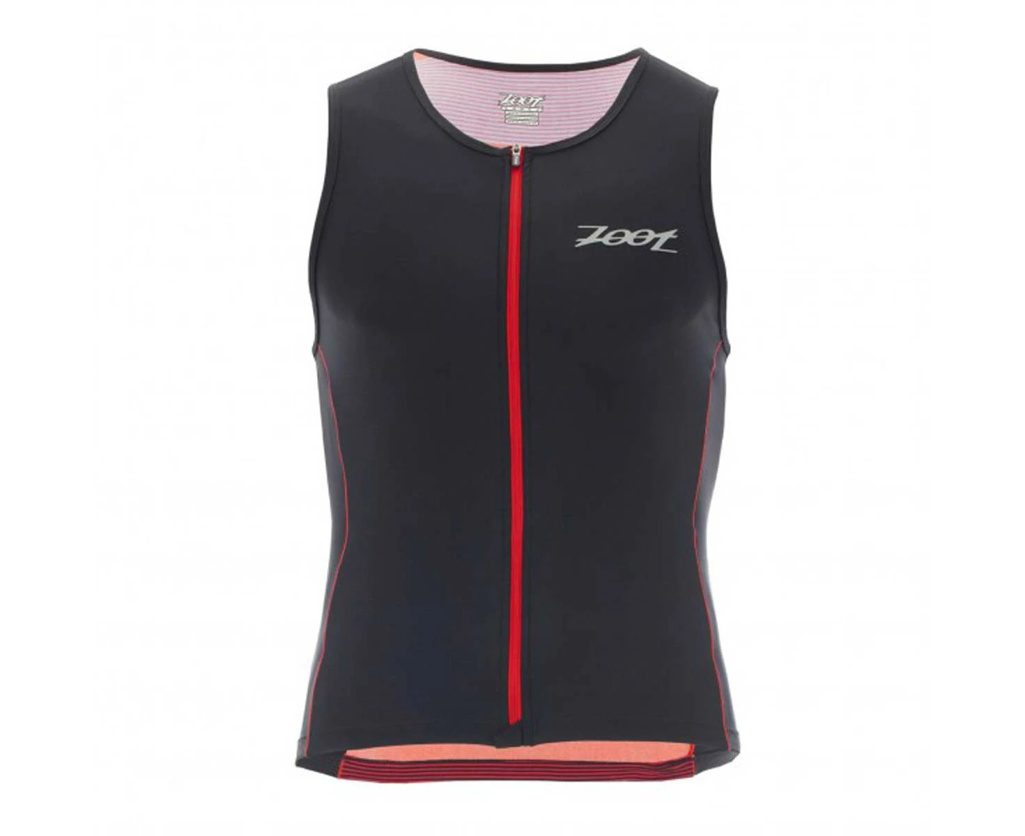 Zoot Men's Performance FZ Tri Tank - Race Day Red Stripe - Black