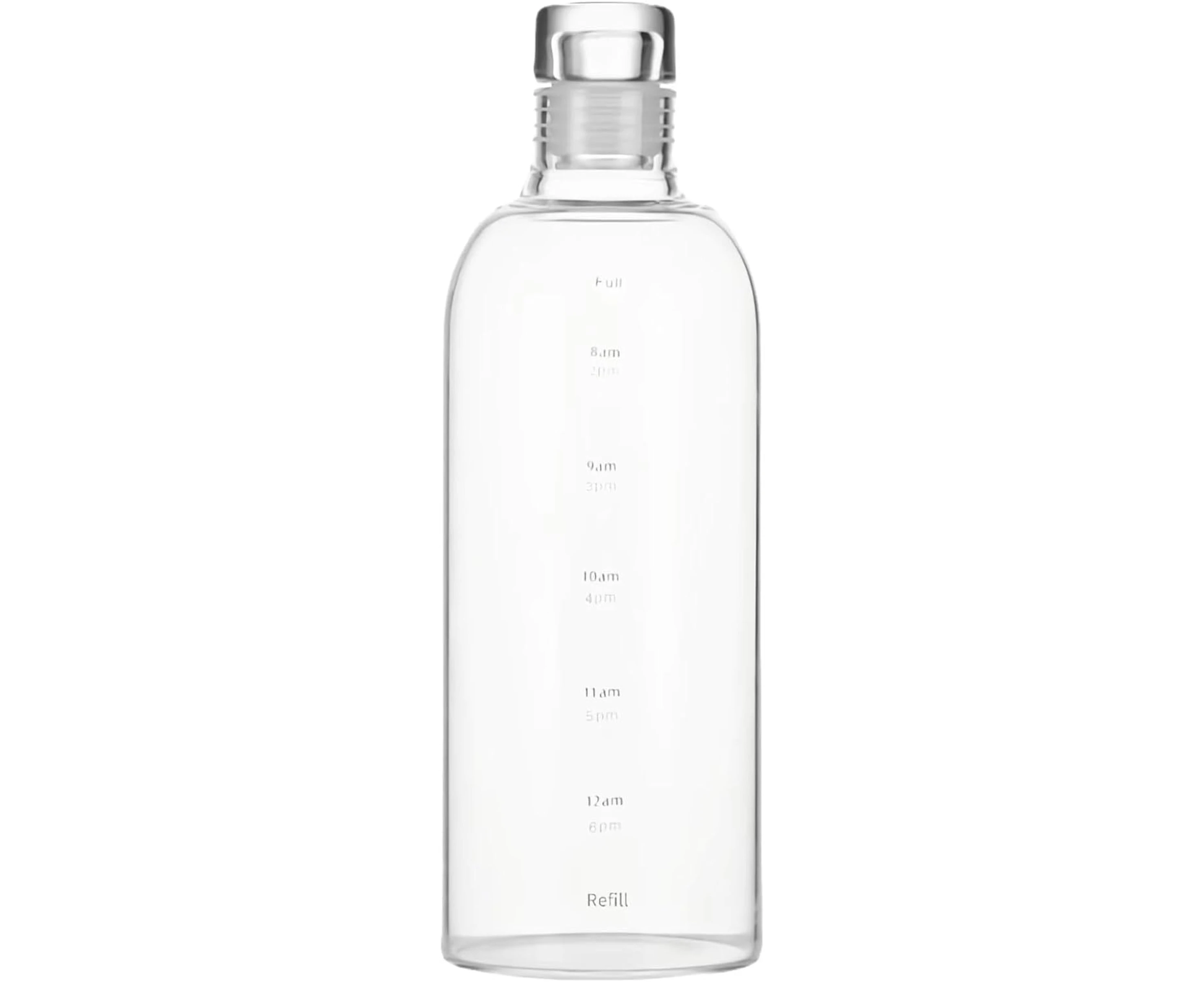 HENGFEI Borosilicate Glass Water Bottle 750ml, Clear Glass Drink Bottle with Time Markings, Travel Sleeve and Bottle Brush, Glass Lid. (750ml Transparent)