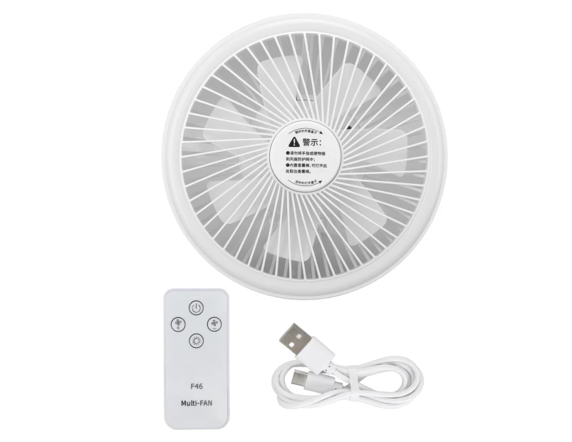 Camping Fan Portable Remote Control Usb Charging Three Speed Wind Wall Mounted Mini Small Electric Ceiling Fan White