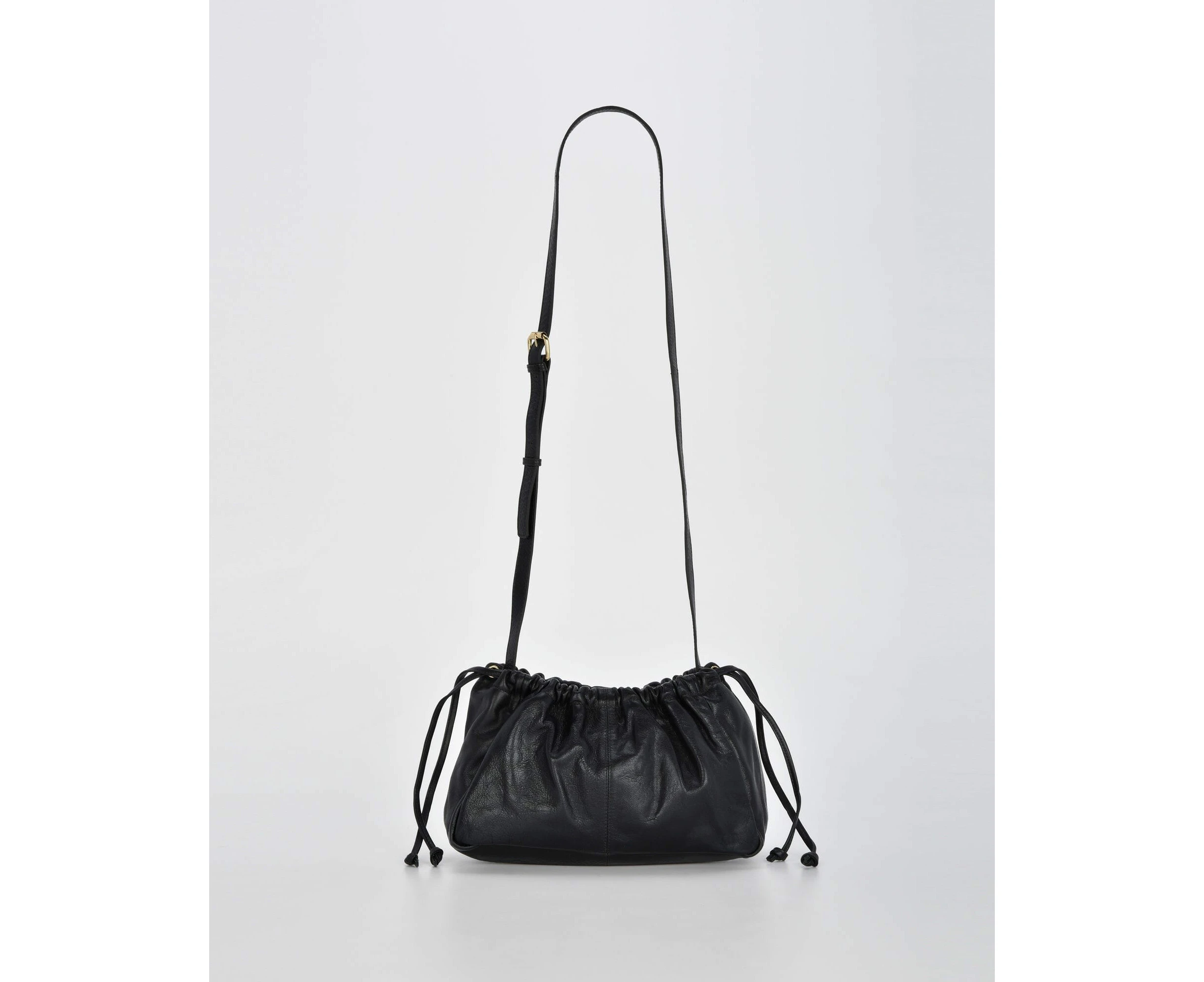 Cobb & Co Halley Metallic Drawstring Crossbody - Black