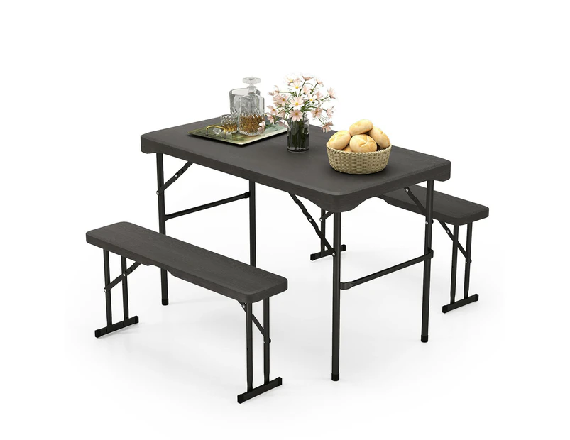 Costway 4-Person Patio Picnic Table & 2 Bench Set Outdoor Commercial Table Black