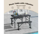 Costway 4-Person Patio Picnic Table & 2 Bench Set Outdoor Commercial Table Black