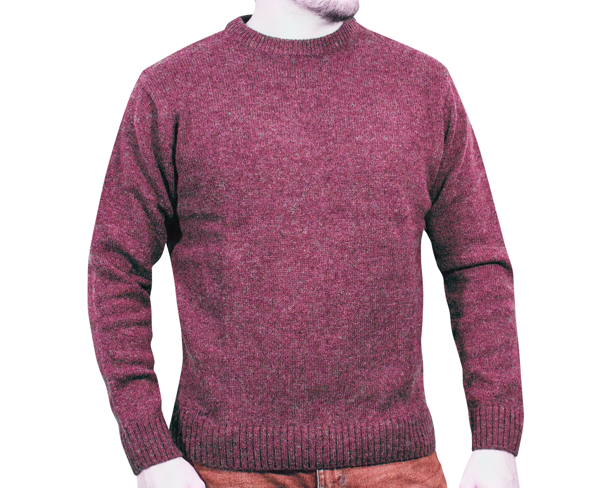 100% SHETLAND WOOL CREW Round Neck Knit JUMPER Pullover Mens Sweater Knitted - Charcoal (29)