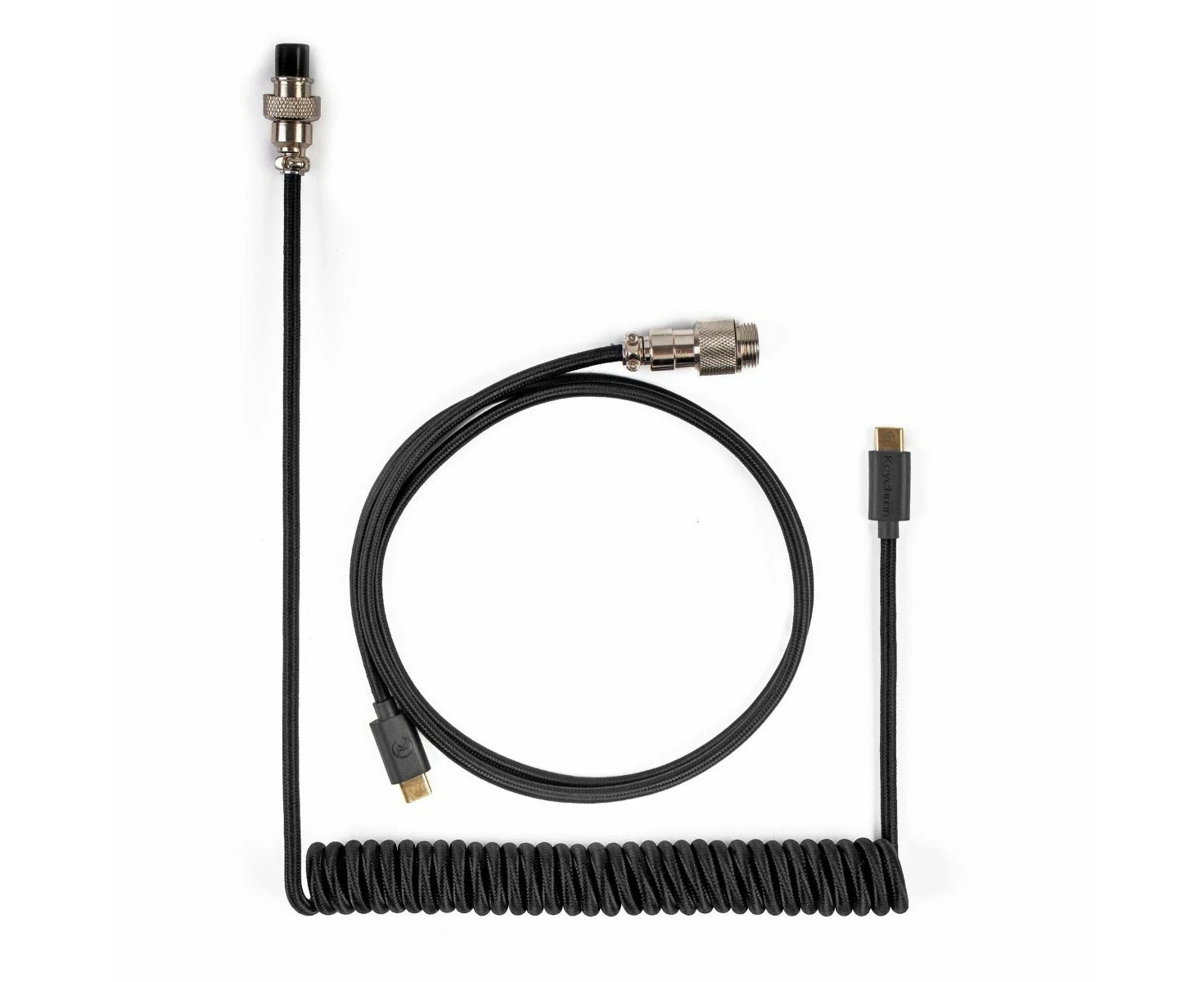 Keychron Custom Coiled Cable Aviator USB-C Cable with USB-A Adapter Black Cab-B [CABKCBLACK]