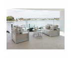 Whitehaven 2+1+1 Outdoor Aluminium Lounge with Sunbrella Cushions with Hugo Coffee Table Set - Outdoor Aluminium Lounges - White