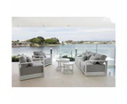 Whitehaven 3+1+1 Seater Outdoor Aluminium Lounge with Hugo Coffee Table Set - Outdoor Aluminium Lounges - White