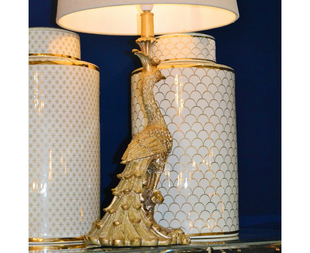 Peacock Table Lamp Champagne Gold 11627 Cafe Lighting