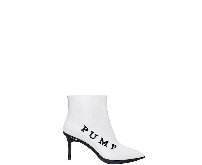 Coachella White Leather Ankle Boots