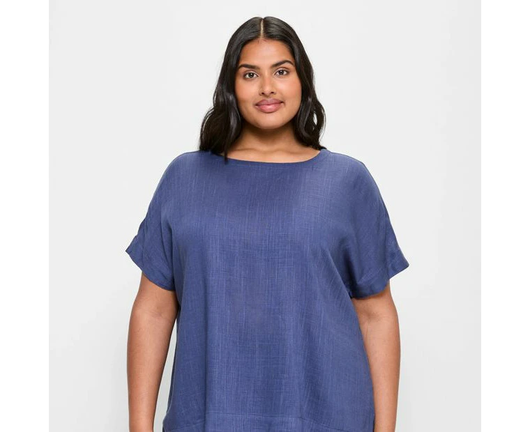 Target Plus Size Linen Blend Boxy Crew Top