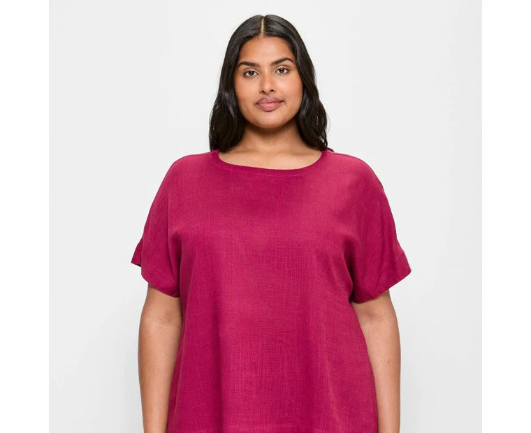 Target Plus Size Linen Blend Boxy Crew Top