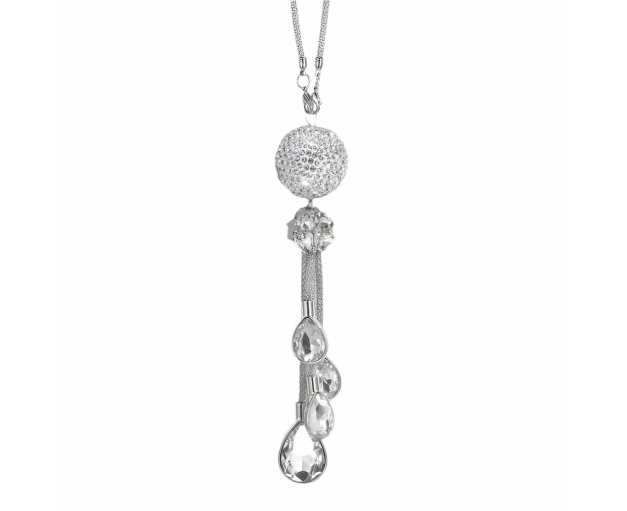 White Crystal Disco Ball Charm Hanging Ornament Car Rear View Mirror Pendant