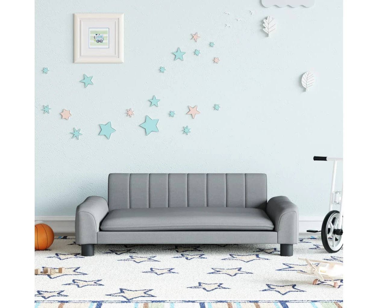 Kids Sofa Light Grey 90x53x30 cm Fabric