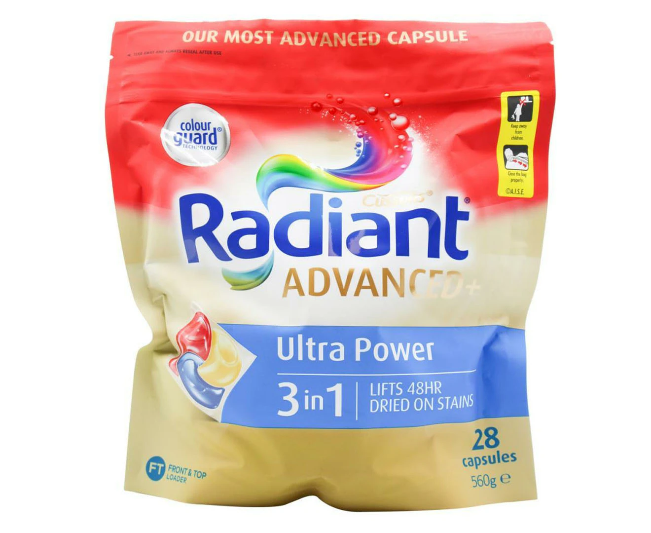 Radiant Advanced+ Ultra Power Front & Top Loader 3-in-1 Laundry Capsules 28pk